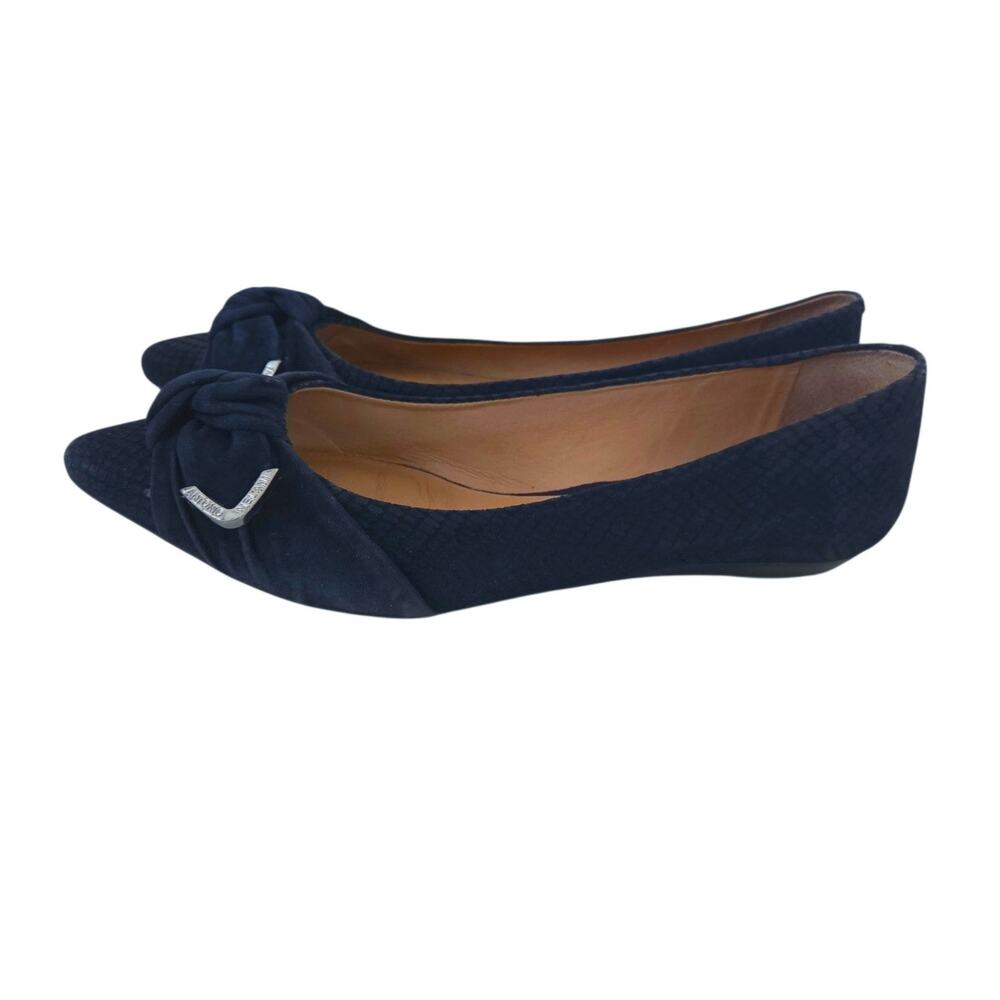 Antonio Melani Lance Blue Suede Reptile Texture Print Pointed Toe Ballet Flats 8
